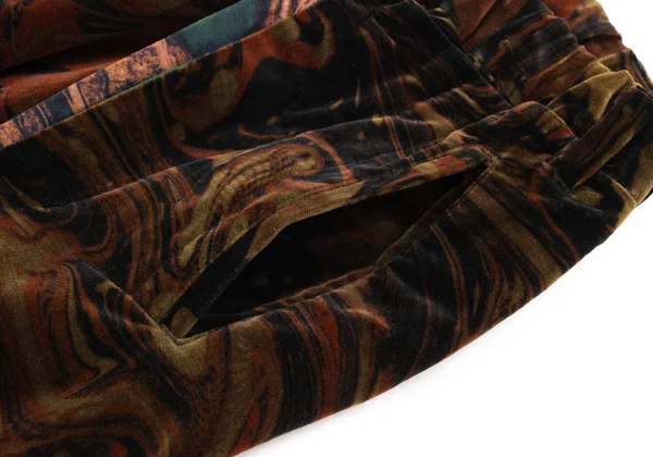 Yohji Yamamoto POUR HOMME Marble Graphic Print Velvet Wide Tapered Pants K-170650_006