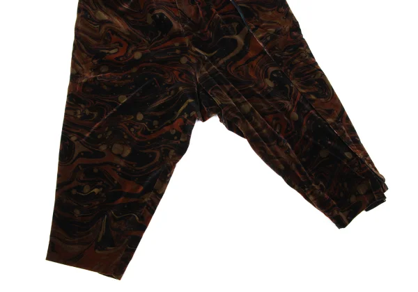 Yohji Yamamoto POUR HOMME Marble Graphic Print Velvet Wide Tapered Pants K-170650_007