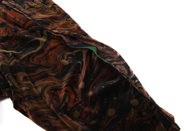 Yohji Yamamoto POUR HOMME Marble Graphic Print Velvet Wide Tapered Pants K-170650_008