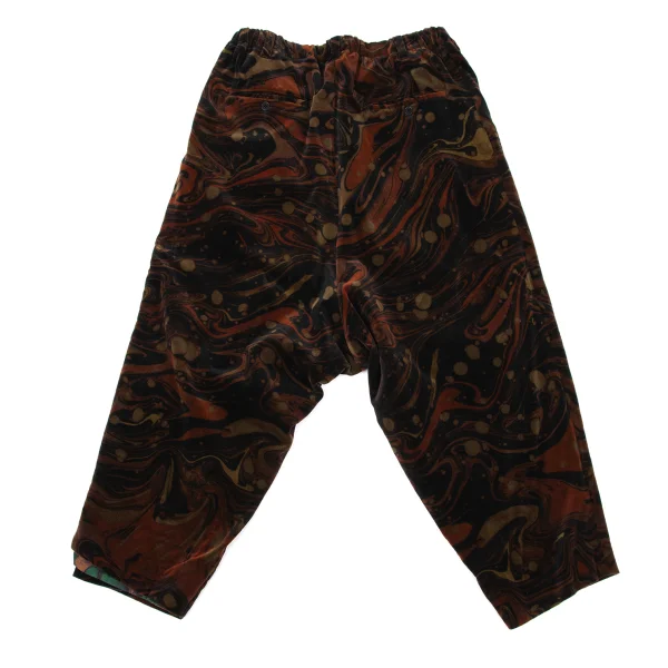 Yohji Yamamoto POUR HOMME Marble Graphic Print Velvet Wide Tapered Pants K-170650_010