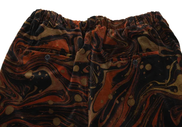 Yohji Yamamoto POUR HOMME Marble Graphic Print Velvet Wide Tapered Pants K-170650_011