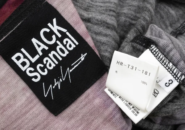 BLACK Scandal Yohji Yamamoto Suzume Uchida Wool Back Graphic Print Long Tops K-170652_014