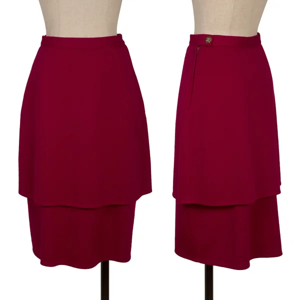 SONIA RYKIEL Wool Layered Design Skirt Bordeaux 40 K-170657_001