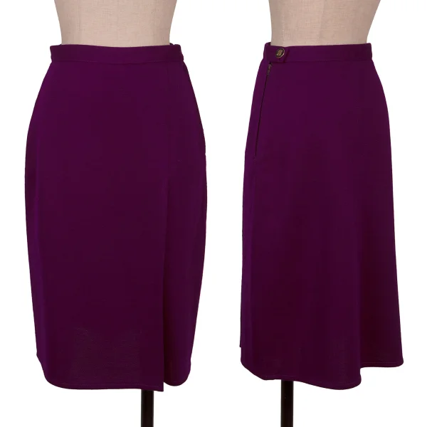 SONIA RYKIEL Wool Slit Skirt Purple 40 K-170658_001