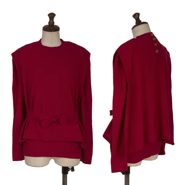 SONIA RYKIEL Vest Layered Knit Top Red 36 K-170661_001