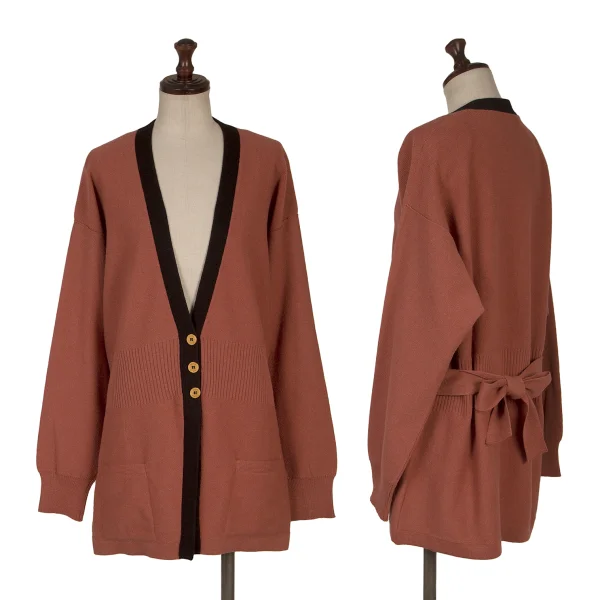 SONIA RYKIEL Wool Waist String Cardigan Pink 38 K-170662_001
