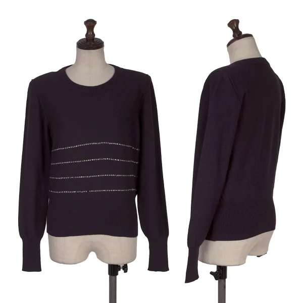 SONIA RYKIEL Blend Wool Beaded knit Purple 36 K-170664_001