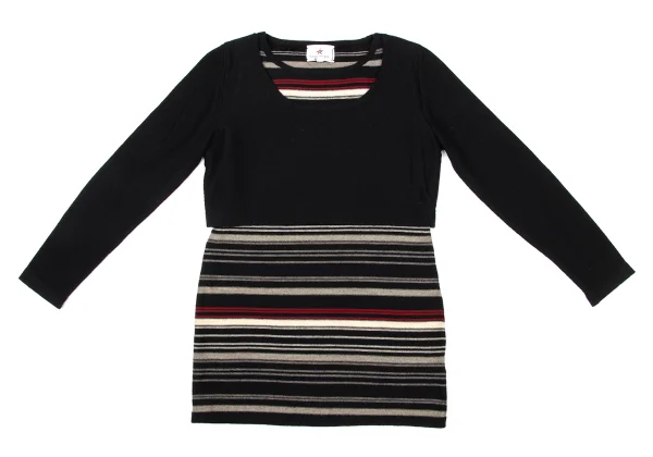 INSCRIPTION RYKIEL Wool Stripe Layered Knit Sweater K-170669_002