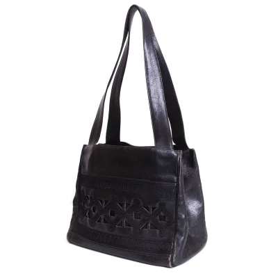 Jean Paul GAULTIER Embroidery Cutting Leather Tote Bag