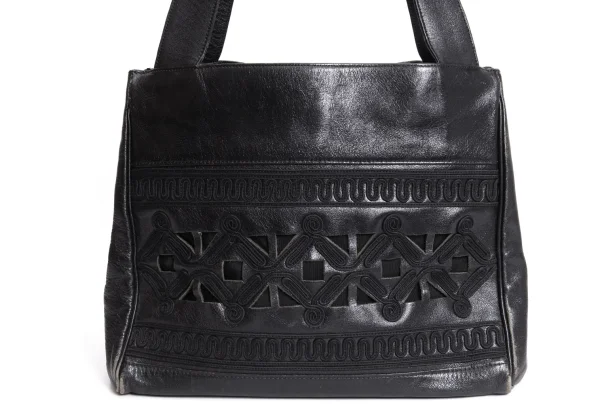 Jean Paul GAULTIER Embroidery Cutting Leather Tote Bag K-170677_002