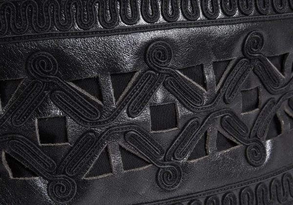Jean Paul GAULTIER Embroidery Cutting Leather Tote Bag K-170677_003