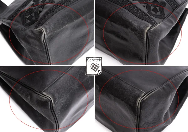 Jean Paul GAULTIER Embroidery Cutting Leather Tote Bag K-170677_010