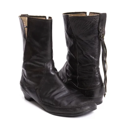 Y's Fringe Side Zip Leather Boots