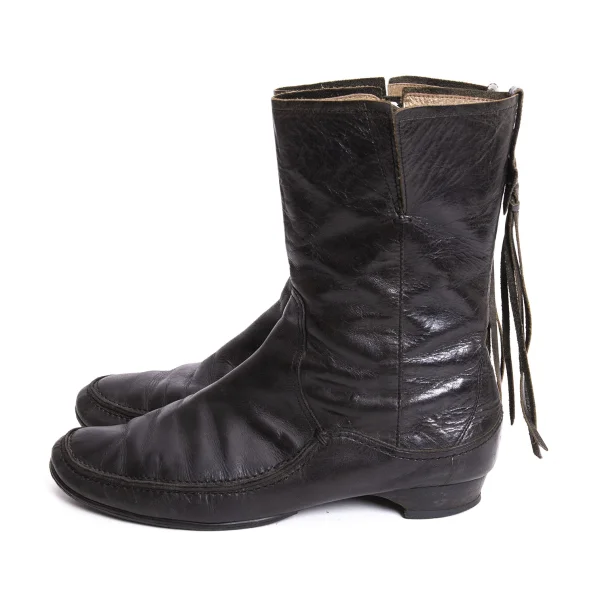 Y's Fringe Side Zip Leather Boots K-170689_004