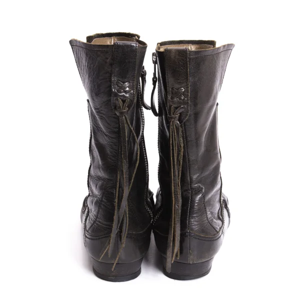 Y's Fringe Side Zip Leather Boots K-170689_005