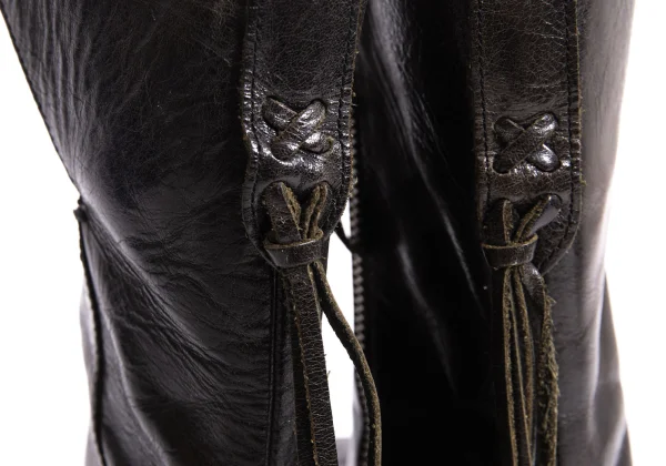 Y's Fringe Side Zip Leather Boots K-170689_006