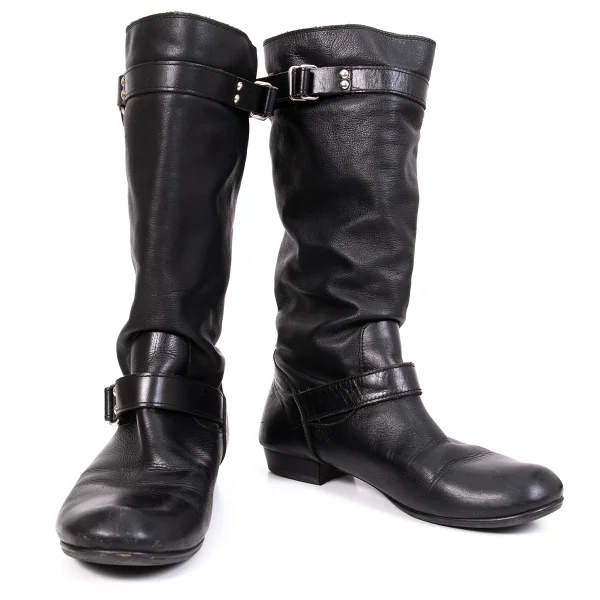 Y's Double Belted Leather Boots Black 5  (US About 7) K-170690_001