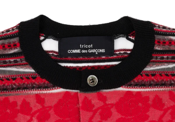 tricot COMME des GARCONS Rose Striped Woven Sheer Cardigan K-170699_004