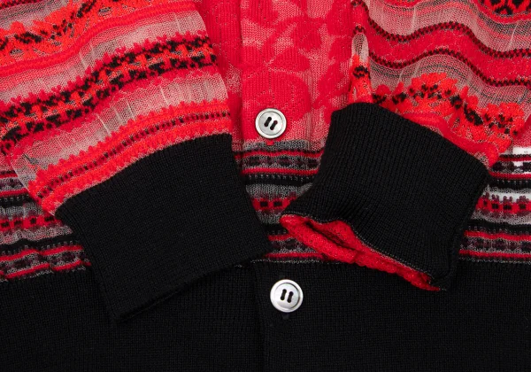 tricot COMME des GARCONS Rose Striped Woven Sheer Cardigan K-170699_007