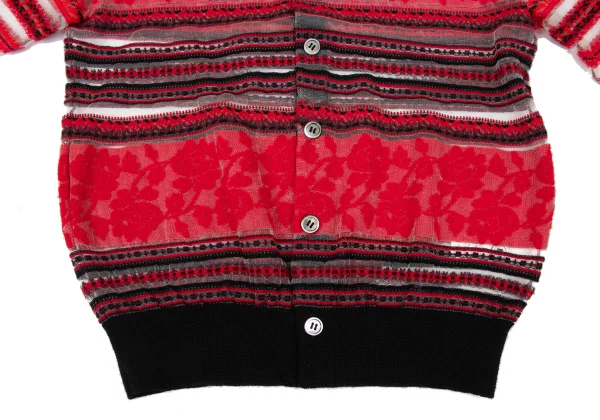 tricot COMME des GARCONS Rose Striped Woven Sheer Cardigan K-170699_008