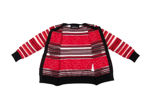 tricot COMME des GARCONS Rose Striped Woven Sheer Cardigan K-170699_009