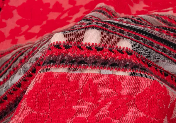 tricot COMME des GARCONS Rose Striped Woven Sheer Cardigan K-170699_015