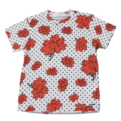 tao Floral Dot Print Stripe Switching T Shirt
