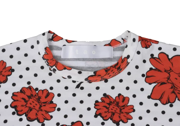 tao Floral Dot Print Stripe Switching T Shirt K-170711_002