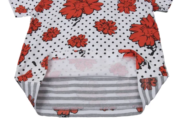 tao Floral Dot Print Stripe Switching T Shirt K-170711_007