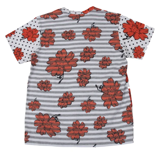tao Floral Dot Print Stripe Switching T Shirt K-170711_008