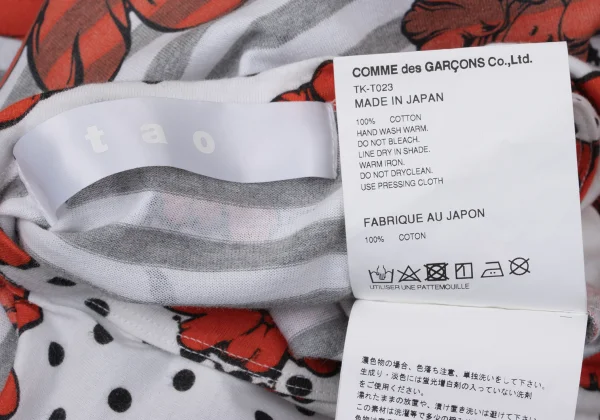 tao Floral Dot Print Stripe Switching T Shirt K-170711_011