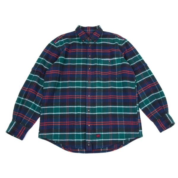 Papas Cotton Checker Button-down Flannel Shirt Navy,Green,Black 50L K-170729_001