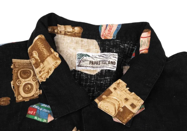 Papas Film Camera Print Open-collar Short Sleeve Shirt K-170731_004
