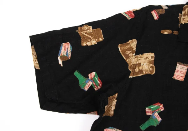 Papas Film Camera Print Open-collar Short Sleeve Shirt K-170731_006