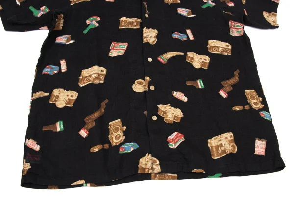 Papas Film Camera Print Open-collar Short Sleeve Shirt K-170731_007