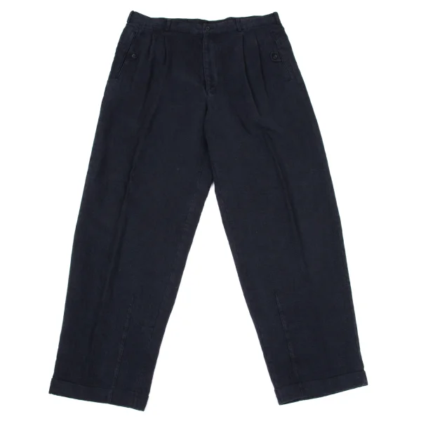 Papas Linen Tuck Pants Navy LL K-170733_001