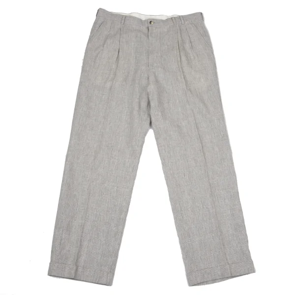 Papas Linen Cotton Glen Check Pants Grey 52LL K-170738_001