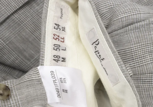 Papas Linen Cotton Glen Check Pants K-170738_016