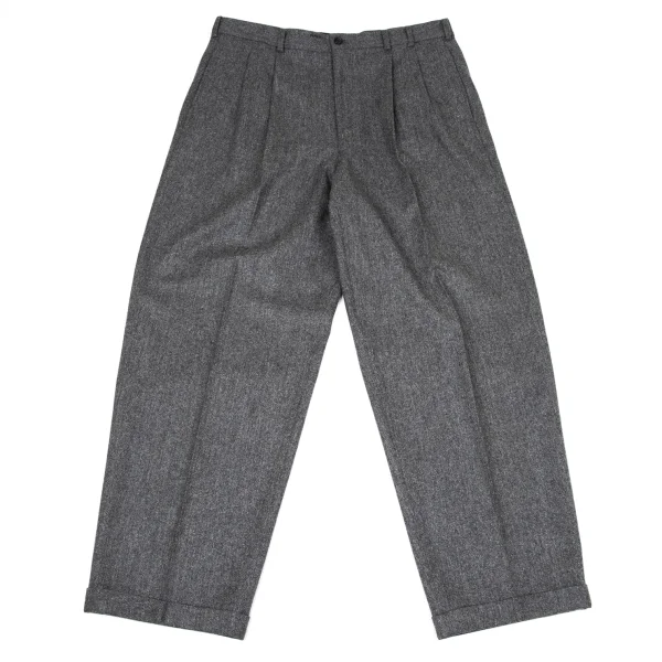 Papas Wool Herringbone Two Tuck Pants Grey LL K-170740_001
