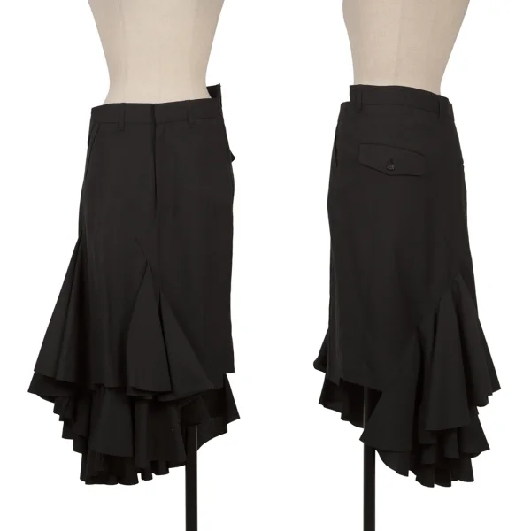 JUNYA WATANABE COMME des GARCONS Poly Wool Reconstruct Frill Skirt Black XS K-170743_001