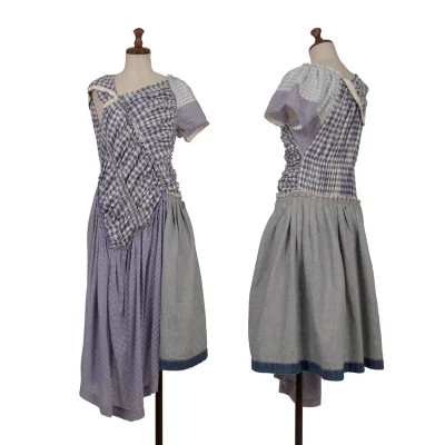 tricot COMME des GARCONS Denim Switching Check Dress