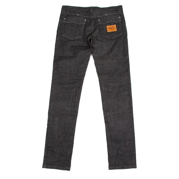DOLCE&GABBANA Leather Plate Denim Pants K-170764_012
