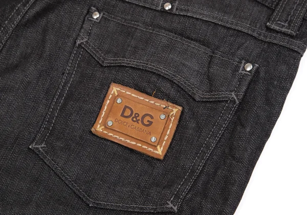 DOLCE&GABBANA Leather Plate Denim Pants K-170764_014