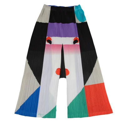 ISSEY MIYAKE IKKO TANAKA NIHON BUYO Printed Pleated Wide Pants