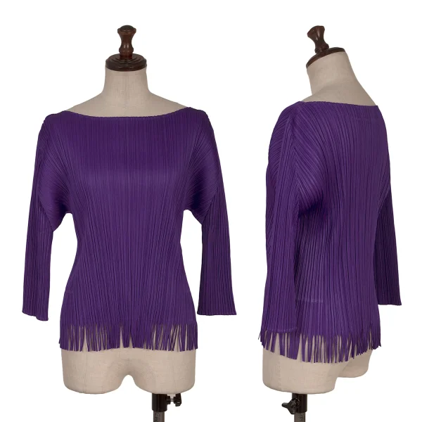 PLEATS PLEASE Hem Fringe Cutting T Shirt Purple 3 K-170776_001