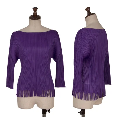 PLEATS PLEASE Hem Fringe Cutting T Shirt