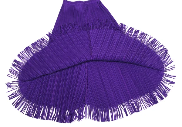 プリーツプリーズPLEATS PLEASE プリーツヘムフリンジカッティングスカート 紫3 K-170777_007