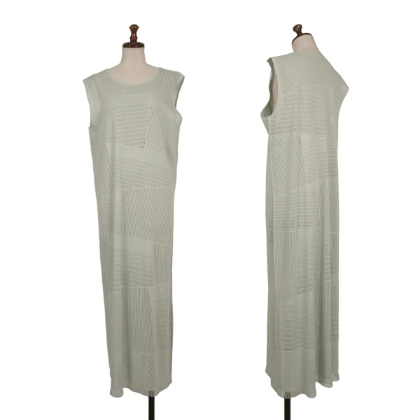 PLEATS PLEASE A-POC INSIDE Pattern Cutting Fringe Sleeveless Dress Light Green 3 K-170783_001