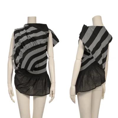 ISSEY MIYAKE CASSINI Sheer Striped Sleeveless Top
