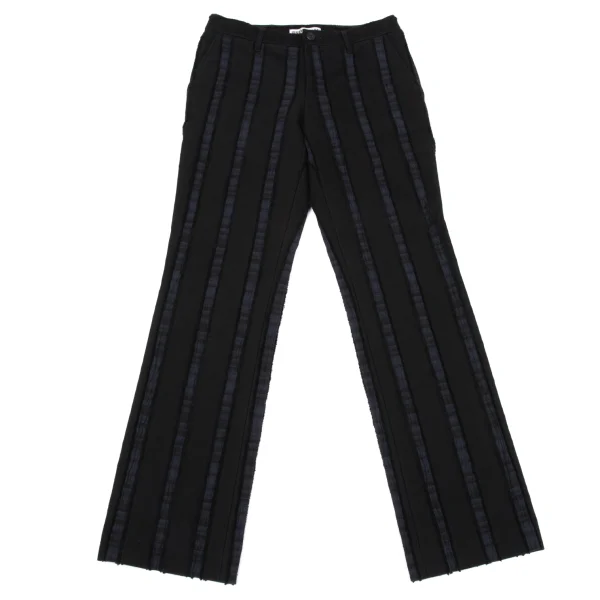 ISSEY MIYAKE Cotton Blend Stretch Striped Pants Black,Navy 2 K-170786_001